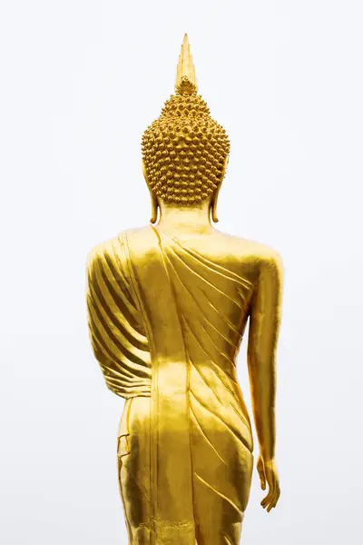 Hátsó Arany Buddha Fehér Háttér — Stock Fotó