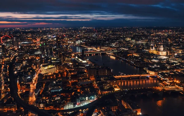 Flygfoto Över Nordöstra Delen London Kvällen Pauls Katedral Synlig Över — Stockfoto