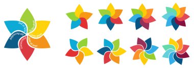 Renkli roset ya da yıldız oluşturan şekiller gibi düşmek, beş ila sekiz segmentli sürüm - bilgi elementi olarak kullanılabilir