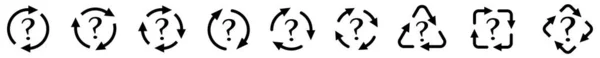 Fragezeichen Symbol Pfeilen Bilden Zyklus Zwei Drei Und Vier Pfeil — Stockvektor