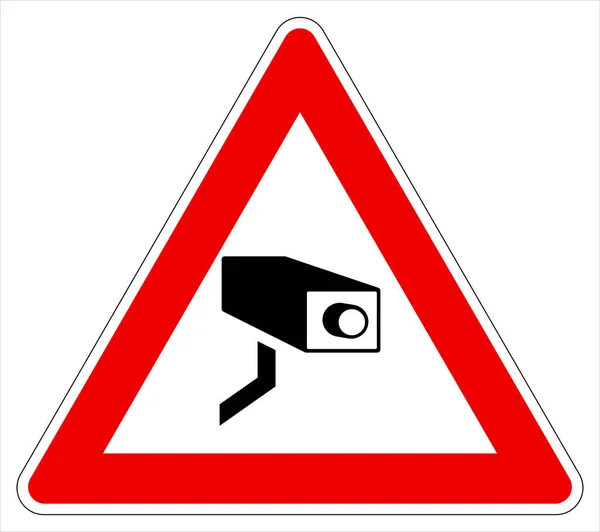 Telecamera Sicurezza Cctv Icona Triangolo Rosso — Vettoriale Stock