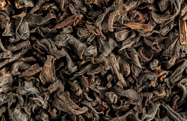 Brązowe Płatki Czarnej Luźnej Herbaty Liściastej Indie Odmiany Suche Liście — Zdjęcie stockowe