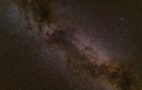 Nacht Hemel Veel Sterren Met Melkweg Rond Vulpecula Cygnus Constellation — Stockfoto