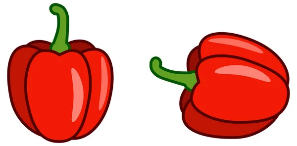 Simple Poivron Rouge Dessin Légumes — Image vectorielle