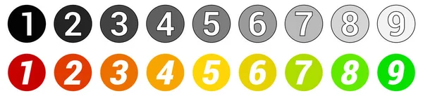 Numbers Small Circles Color Gray Gradient Can Used Scale Rating — Stock Vector