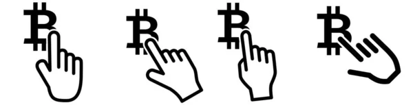 手指指向比特币图标 Btc选择的概念 — 图库矢量图片