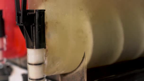 White Yellow Ice Fruit Juice Crush Machine Rotating Closeup Detail — Stock Video