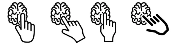 Doigt Pointant Vers Icône Cerveau Concept Sélection Intelligence Cliquant Sur — Image vectorielle