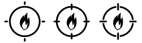 Icono Llama Punto Mira Concéntrate Enfoca Concepto Fuego — Vector de stock