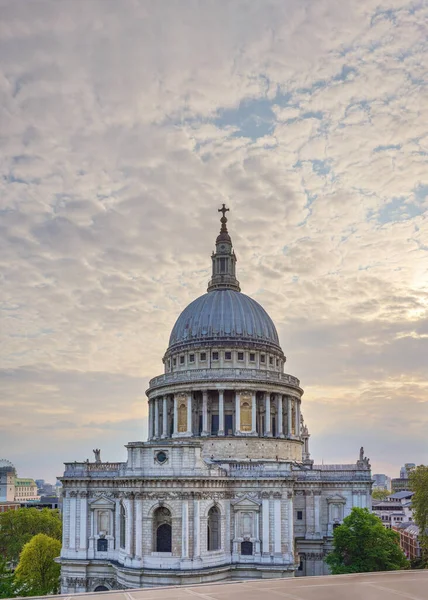 Detail Photo Pauls Cathedral London Evening Clouds Space Text — Stock Photo, Image