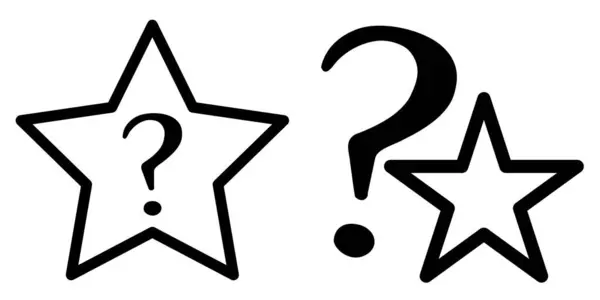 Ερωτηματικό Σήμα Μέσα Και Δίπλα Πέντε Αστεράκια — Διανυσματικό Αρχείο