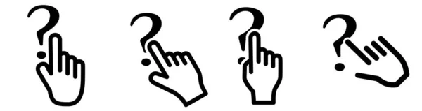 手指指向问号图标 选择未知对象或单击对象的概念 — 图库矢量图片