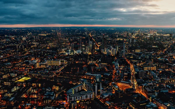 Vista Aérea Sudoeste Londres Hora Azul Logo Após Pôr Sol — Fotografia de Stock