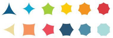 Bükülmüş kenarları olan çokgenler, üç ila sekiz köşeli versiyonları