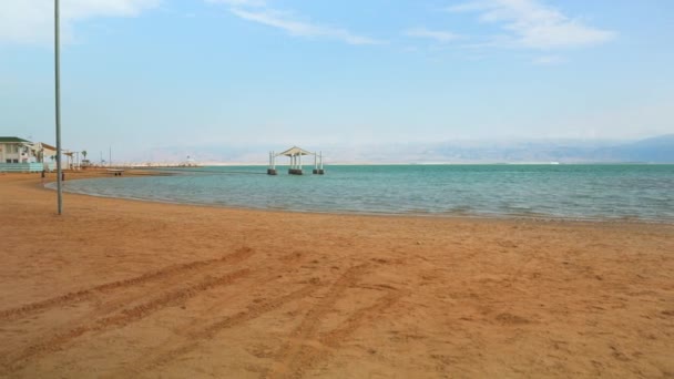 Эйн Бокек Израиль Января 2020 Года Спокойный День Пляже Мёртвого — стоковое видео