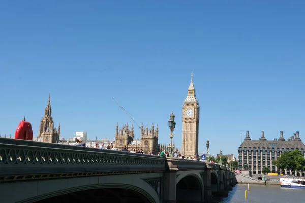 London July 2022 Westminster Bridge Big Ben London Thames River — Stockfoto
