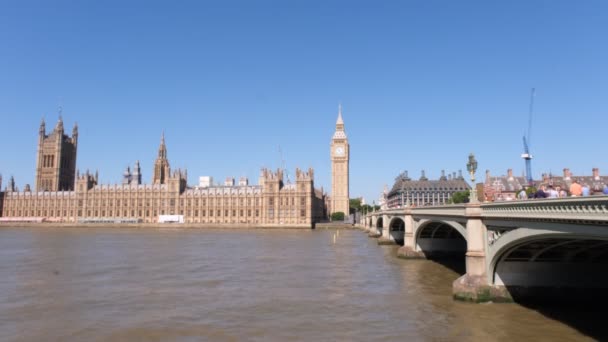 Vista Londres Casas Parlamento Edifício Com Big Ben História Britânica — Vídeo de Stock