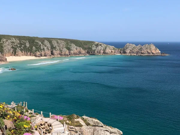 Porthcurno Beach Nella Campagna Sud Occidentale Della Cornovaglia Inghilterra Regno — Foto Stock