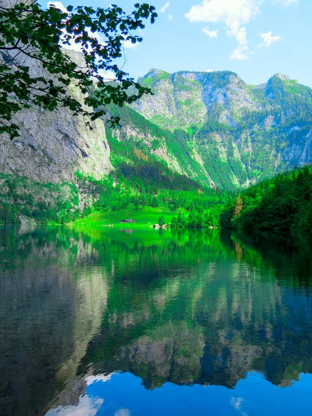 Lago Obersee Berchtesgaden Baviera Alemanha Natureza Paisagem Reserva Parque Nacional — Fotografia de Stock