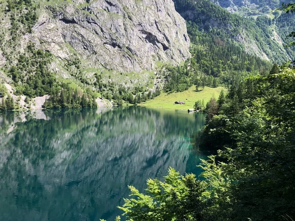 Lac Obersee Berchtesgaden Bavière Allemagne Paysage Naturel Réserve Parc National — Photo