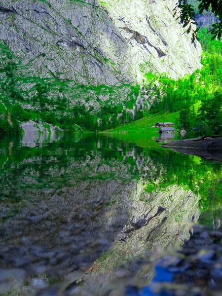 Obersee Berchtesgaden Bajorország Németország Természeti Táj Nemzeti Park Rezervátum Látványos — Stock Fotó