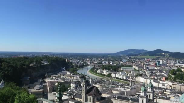 Vista Aérea Panorámica Salzburgo Austria Viajes Salzburgo Centro Ciudad Con — Vídeo de stock