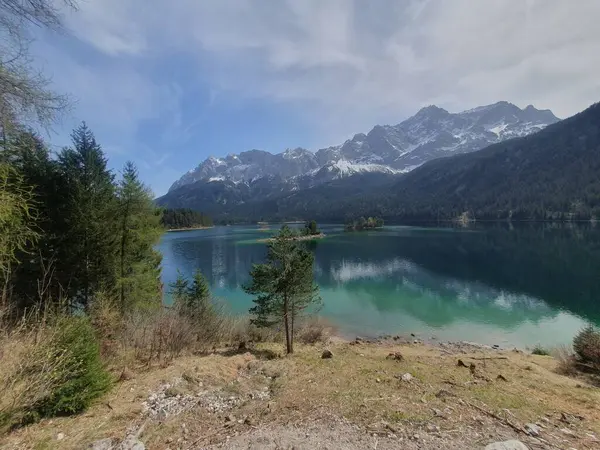 Krajina Jezera Eibsee Německu Bavorsko — Stock fotografie