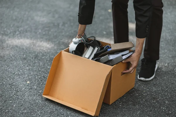 Empresario Despedido Dimitir Empresa Están Llevando Cajas Por Calle Busca —  Fotos de Stock