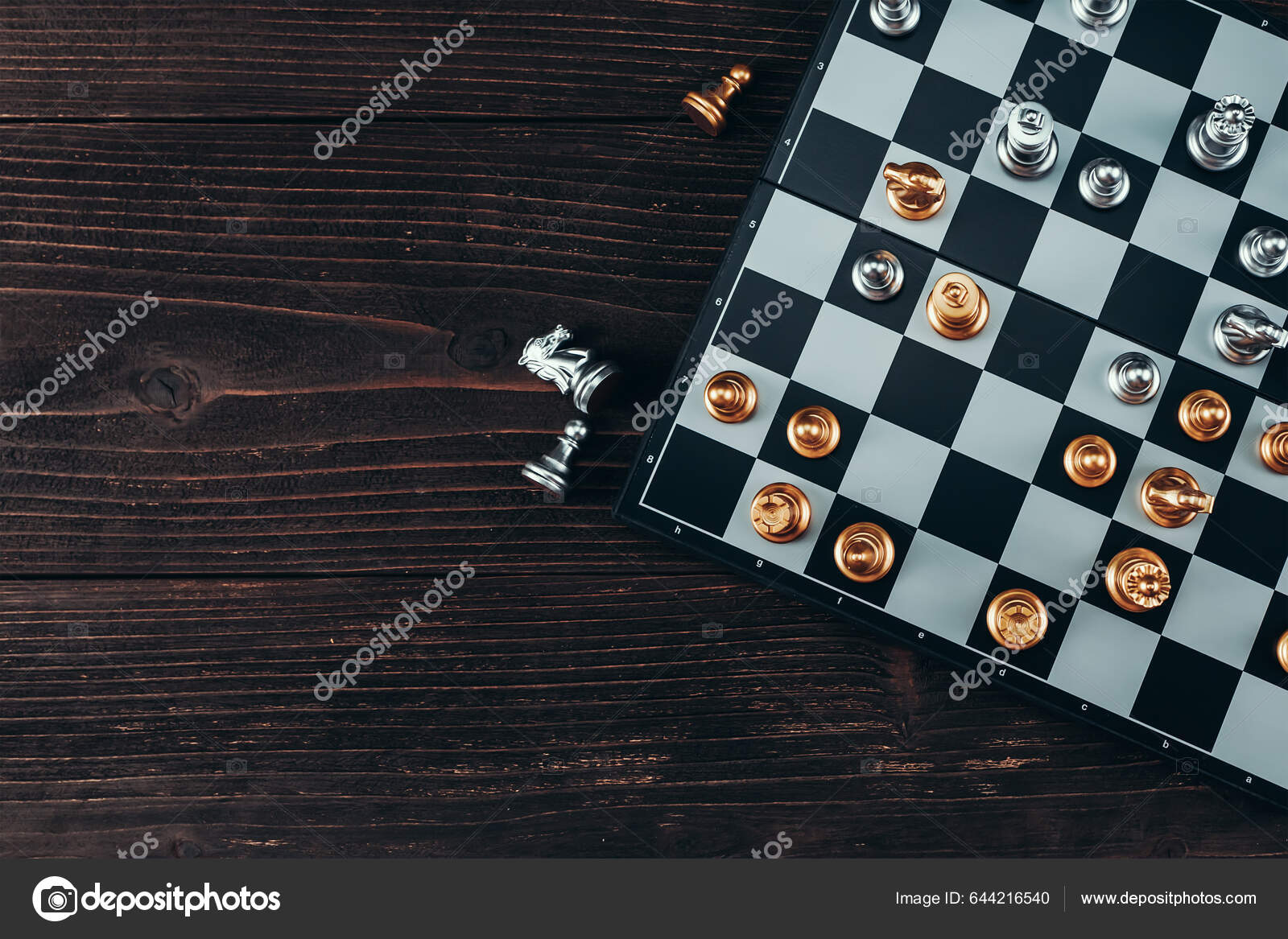 Compass and Chess Piece on Chess Board Game for Ideas, Challenge