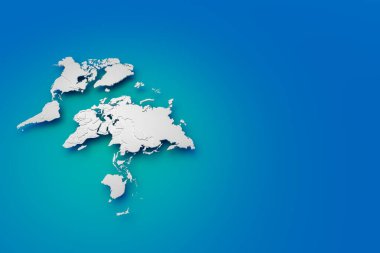 Makaleler veya arkaplan resimleri için kullanılacak 3B dünya haritası.
