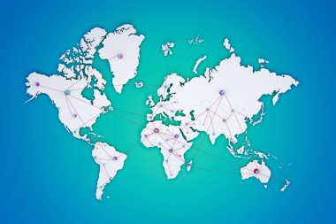 Bebek modeli bir dünya haritasına yerleştirilir. Oyuncak bebekler her ülkenin birbiri ile bağlantılı şirket veya çalışanlarını temsil ediyor..