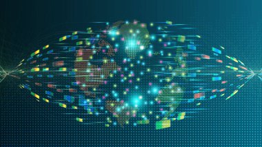 Büyük veri vektör arkaplanı. Veri bacası ai ağı. Büyük veri arkaplanı. Veri bacası ai ağı. Kuantum teknolojisi.