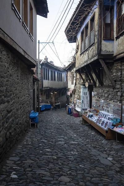 Úzká Ulice Starém Městě Bursa Turecko Stojan Místních Prodejních Produktů — Stock fotografie