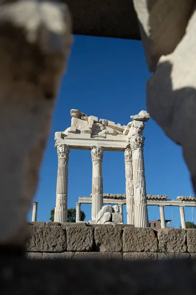 Ruinen Des Trajanstempels Der Antiken Stätte Von Pergamon Izmir Türkei — Stockfoto