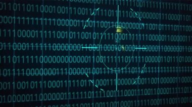 Bitcoin para soyut mavi ikili kod arka planı. Gelecekçi siber uzay. Kripto para ve bitcoin btc madenciliği kavramı. Web geliştiricisi. Dijital bilgisayar kodu. Yüksek kaliteli FullHD görüntüler