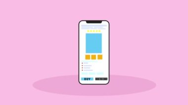 Ödemeler çevrimiçi, mobil ödeme uygulaması, çevrimiçi mobil işlem, dijital ödeme - kavramsal animasyon videosu. Yüksek kaliteli FullHD görüntüler