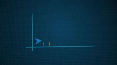 Artan ok ve çubuk istatistikleri ile 4k HUD grafiği. Finansal veriler ve diyagramlar kâr artışını ve büyümeyi gösteriyor. İş dünyası dijital trend. Yüksek kaliteli FullHD görüntüler