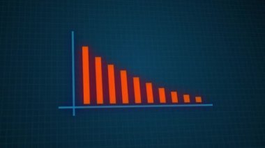 Grafik animasyon görüntüleri aşağı doğru dalgalanan eğilim, aşağı doğru çizgi ve ok grafiğini gösteriyor. Yüksek kaliteli FullHD görüntüler