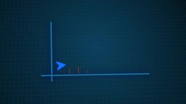 Hareketli animasyon görüntüleri. İstatistik çubukları büyür, ok yukarı. Finans, Business Infographic animasyon, bar grafiği yükseliş, kar konsepti, pozitif artış grafiği, ok ekseni, koyu arkaplan