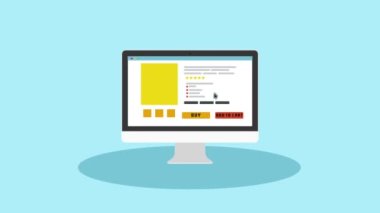 İş adamı animasyonu, bilgisayardaki kredi kartıyla online ödemeyi iptal ediyor. Karikatür 4K çözünürlükte. Yüksek kaliteli FullHD görüntüler