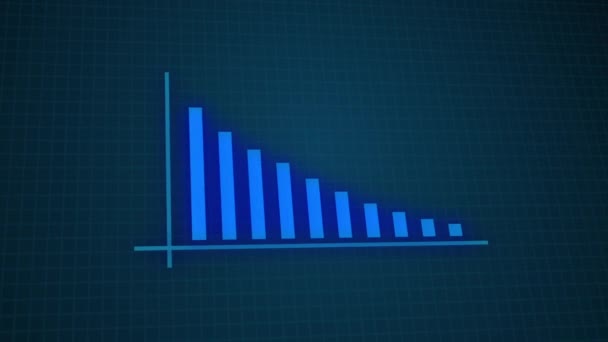 グラフのアニメーション映像は 下方向の傾向 下方向の棒グラフ 矢印チャートを変化させます 高品質のフルHd映像 — ストック動画