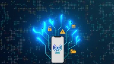 Akıllı telefondan kablosuz iletişim ağı kavramı. Wi-Fi. Erişim noktası. Sıcak nokta. Noktalar arka plan. Yüksek kaliteli FullHD görüntüler