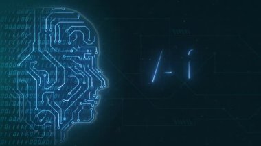 Artificial intelligence animation. Futuristic human interface concept. Robotic system. Intellectual programming of future human. AI Digital background. Motion design 4k. High quality FullHD footage