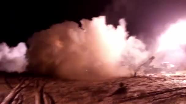 Automobile Multiple Launch Rocket System Grad Fires Shooting Long Distance — 图库视频影像