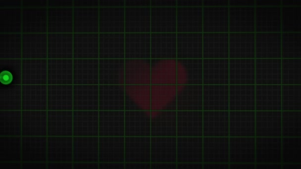 Частота Сердцебиения Пульс Черном Экране Бесшовные Петлевые Анимационные Кадры Высококачественные — стоковое видео