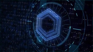 Bitcoin security concept, internet protection, network and computer safety. Futuristic abstract 3d rendering animation. High quality FullHD footage