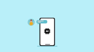 Customer support using chat bot, Business using AI for customer enquire, CRM system - 2D animation video clip . High quality FullHD footage