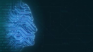 Elektronik ikili akıl. Yapay Zeka kendini insan bir kopya olarak yaratıyor. Yüksek kaliteli FullHD görüntüler