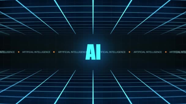 Tytuł Sztucznej Inteligencji Animowanym Elemencie Hud Wysokiej Jakości Materiał Filmowy — Wideo stockowe