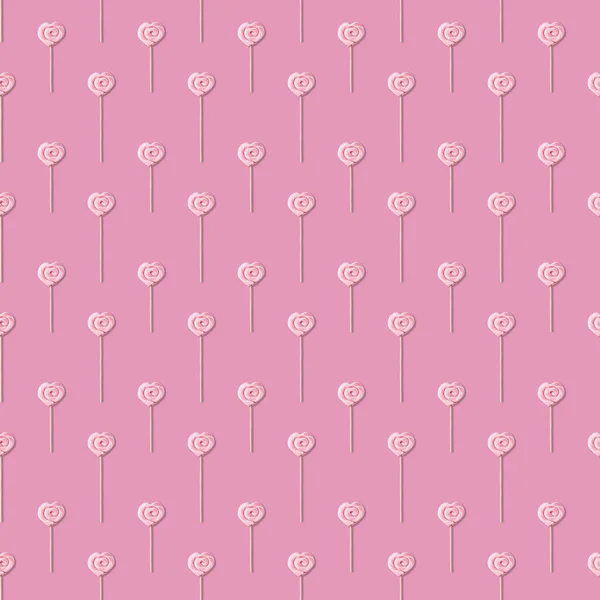 Бесшовный Рисунок Розовым Леденцом Виде Сердечка Палочке Розовом Фоне — стоковое фото